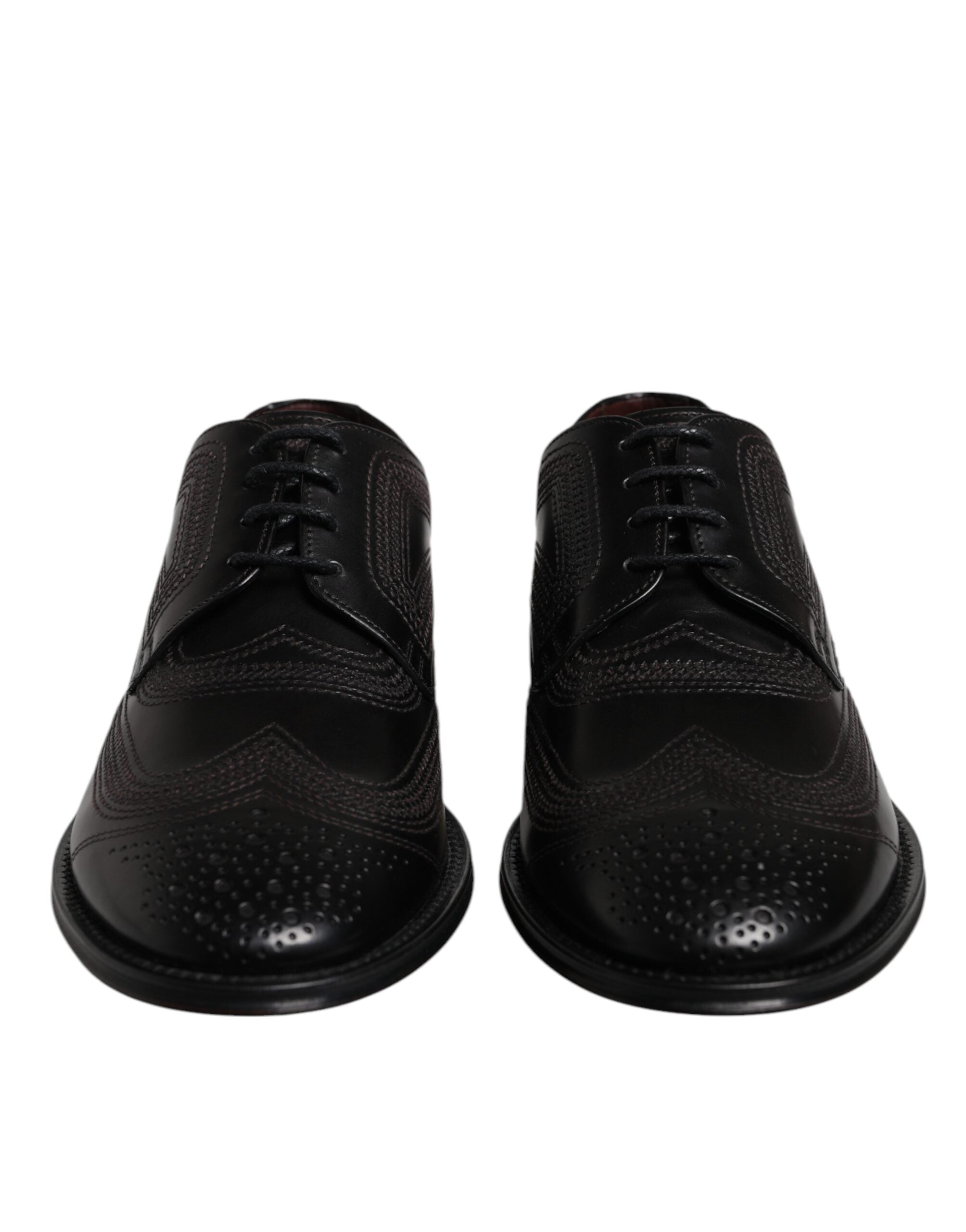 Dolce &amp; Gabbana – Klassische Derby-Schuhe aus schwarzem, besticktem Leder