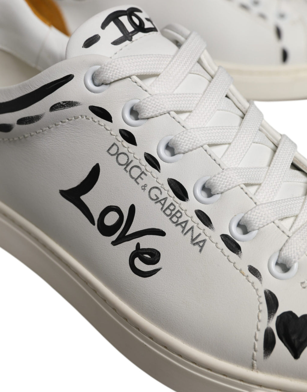 Dolce & Gabbana White Suede Leather Low Top Sneakers Shoes