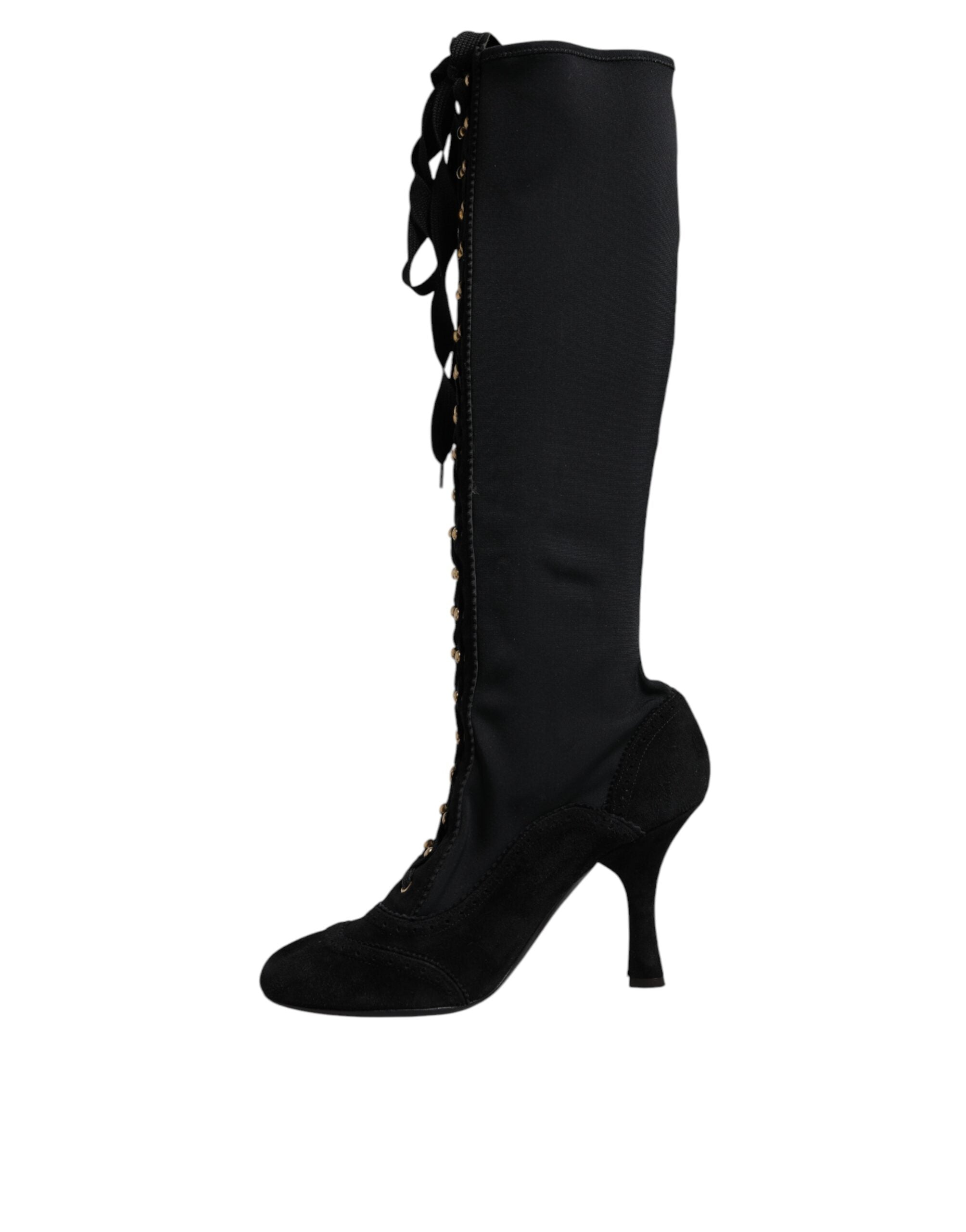 Dolce &amp; Gabbana Schwarze Schnürschuhe mit hohen Absätzen