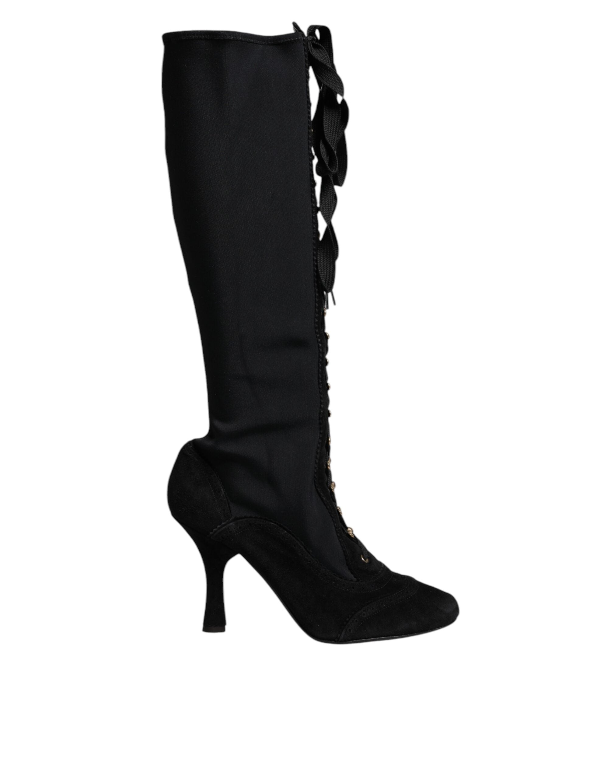 Dolce &amp; Gabbana Schwarze Schnürschuhe mit hohen Absätzen