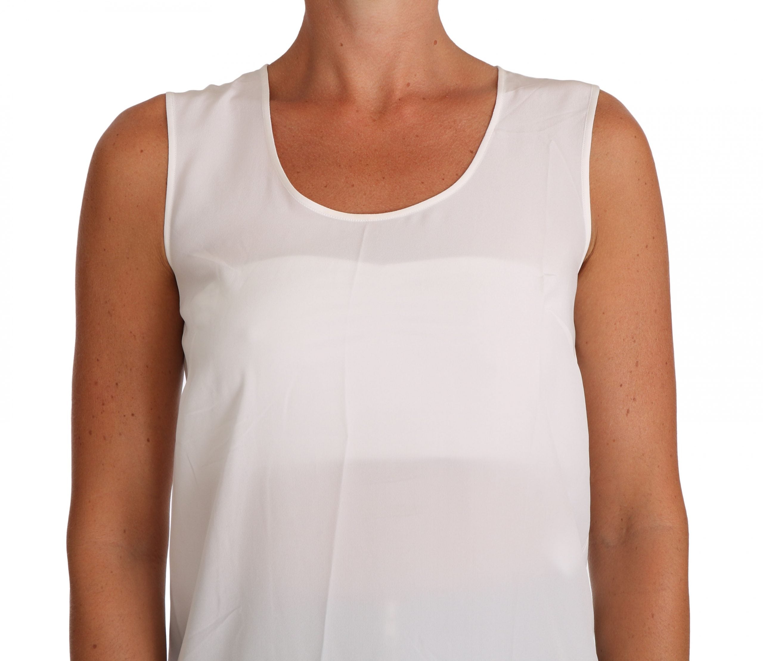 Dolce &amp; Gabbana Elegantes ärmelloses weißes Seidenblusentop