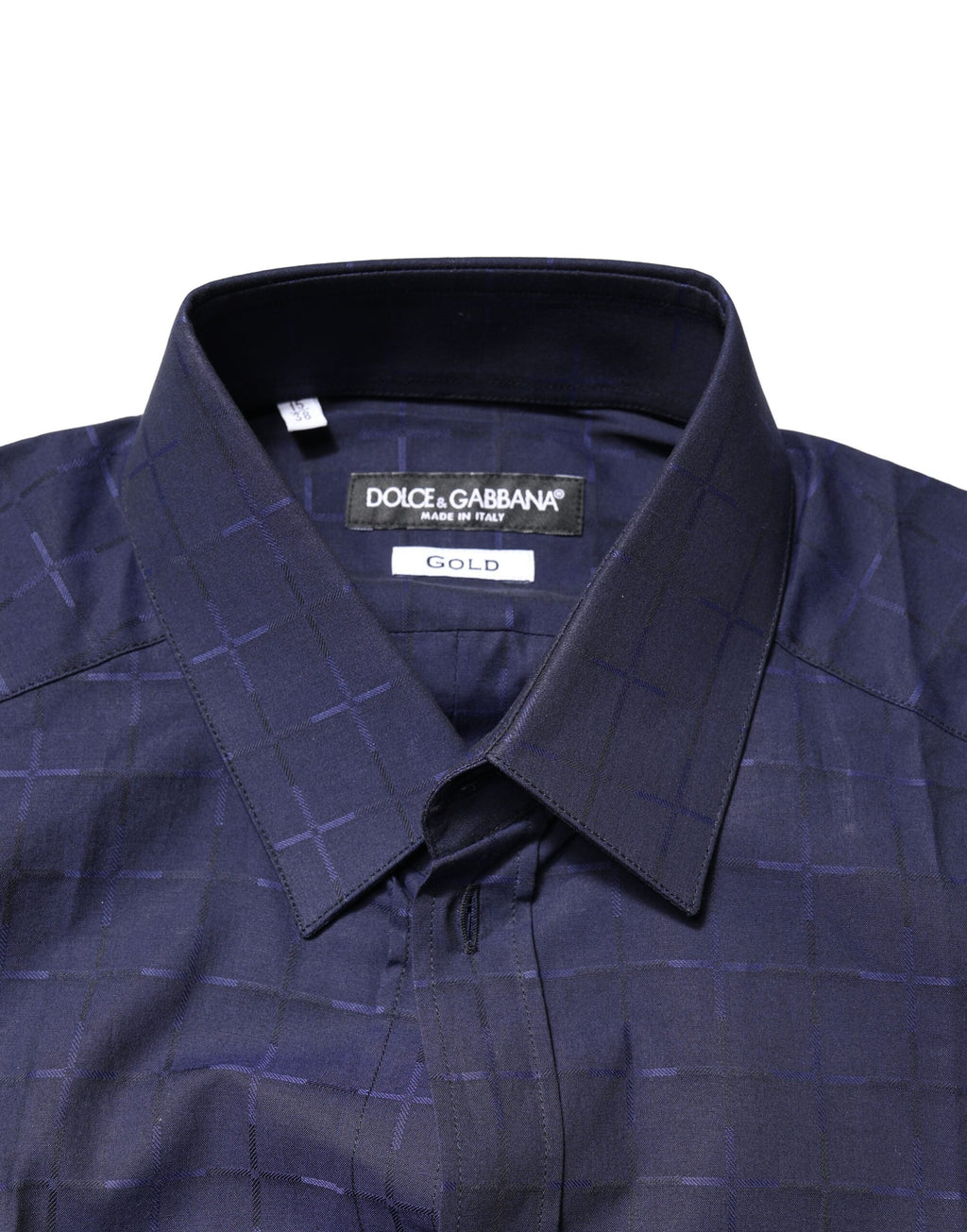 Dolce &amp; Gabbana Blau kariertes Tartan GOLD Abendhemd