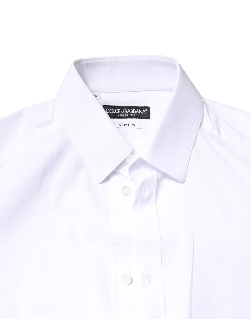 Dolce & Gabbana White GOLD Cotton Long Sleeves Dress Shirt