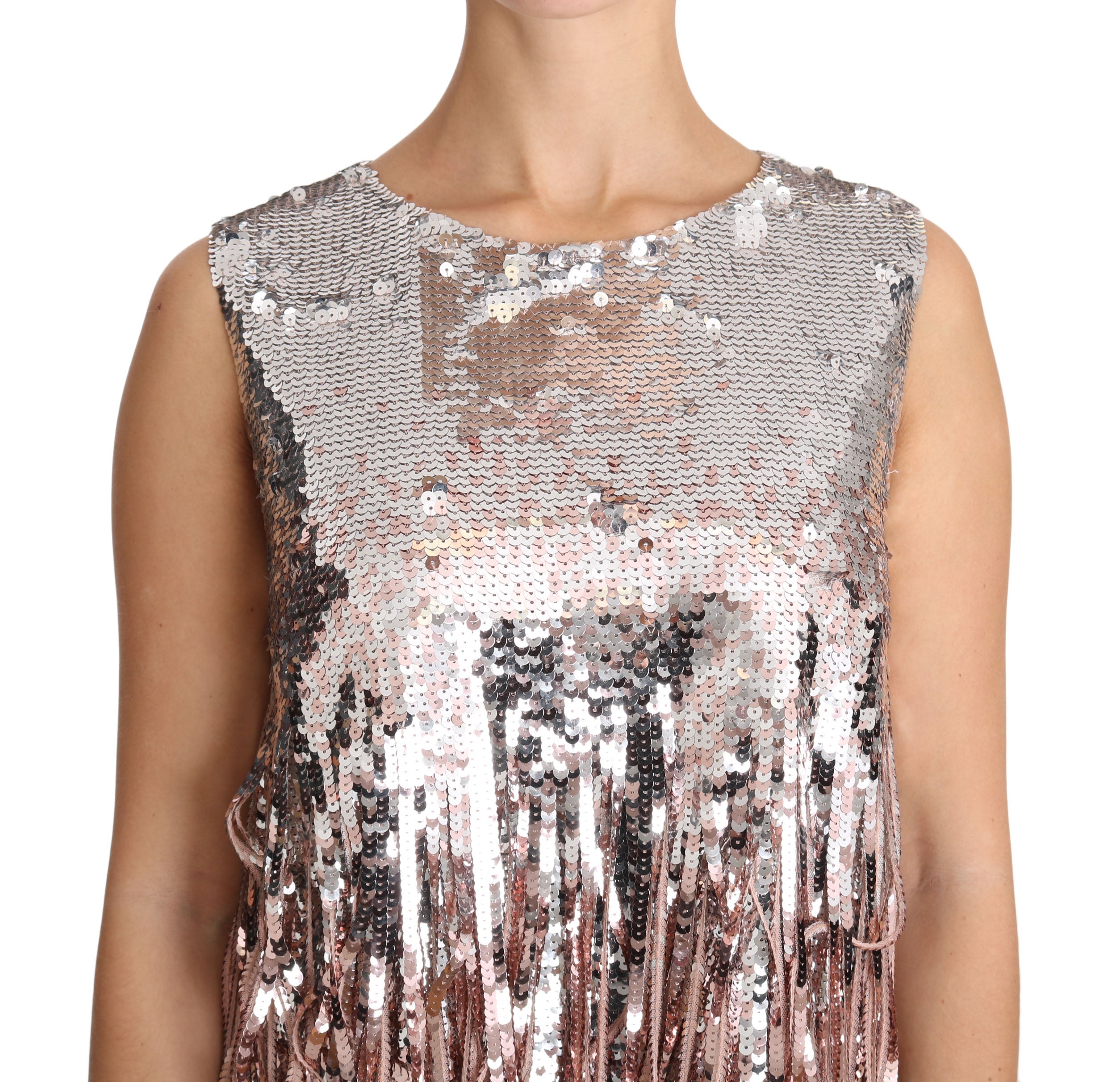 Dolce &amp; Gabbana – Elegantes Top mit Paillettenfransen in Goldrosa