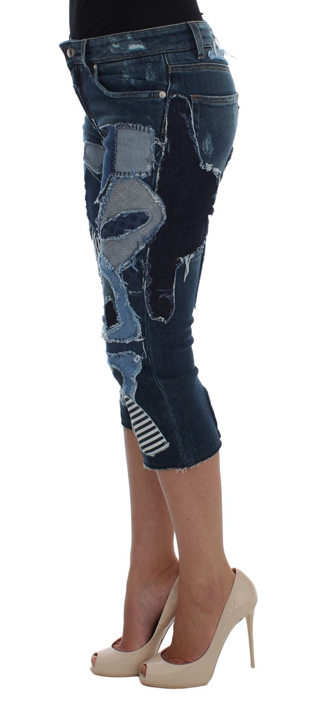 Dolce &amp; Gabbana Schicke blaue Patchwork-Jeansshorts