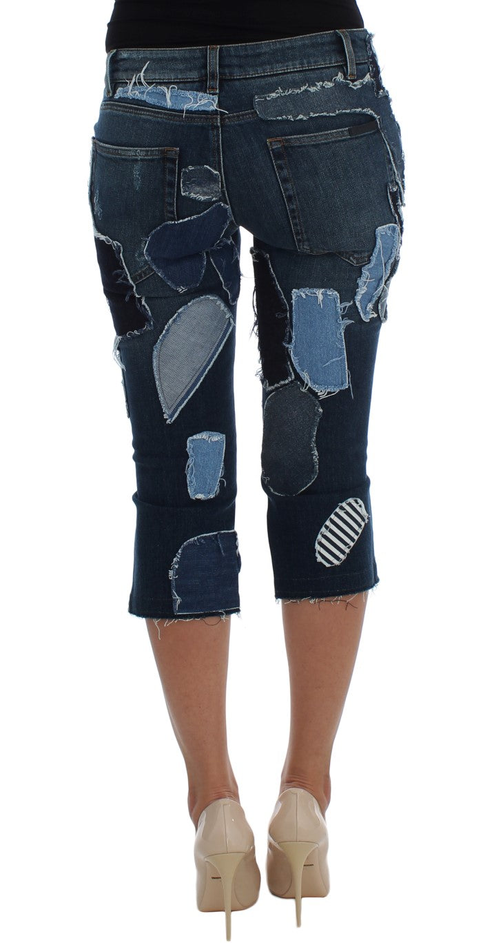 Dolce &amp; Gabbana Schicke blaue Patchwork-Jeansshorts