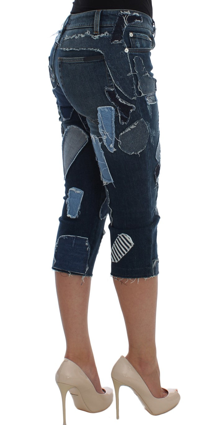 Dolce &amp; Gabbana Schicke blaue Patchwork-Jeansshorts