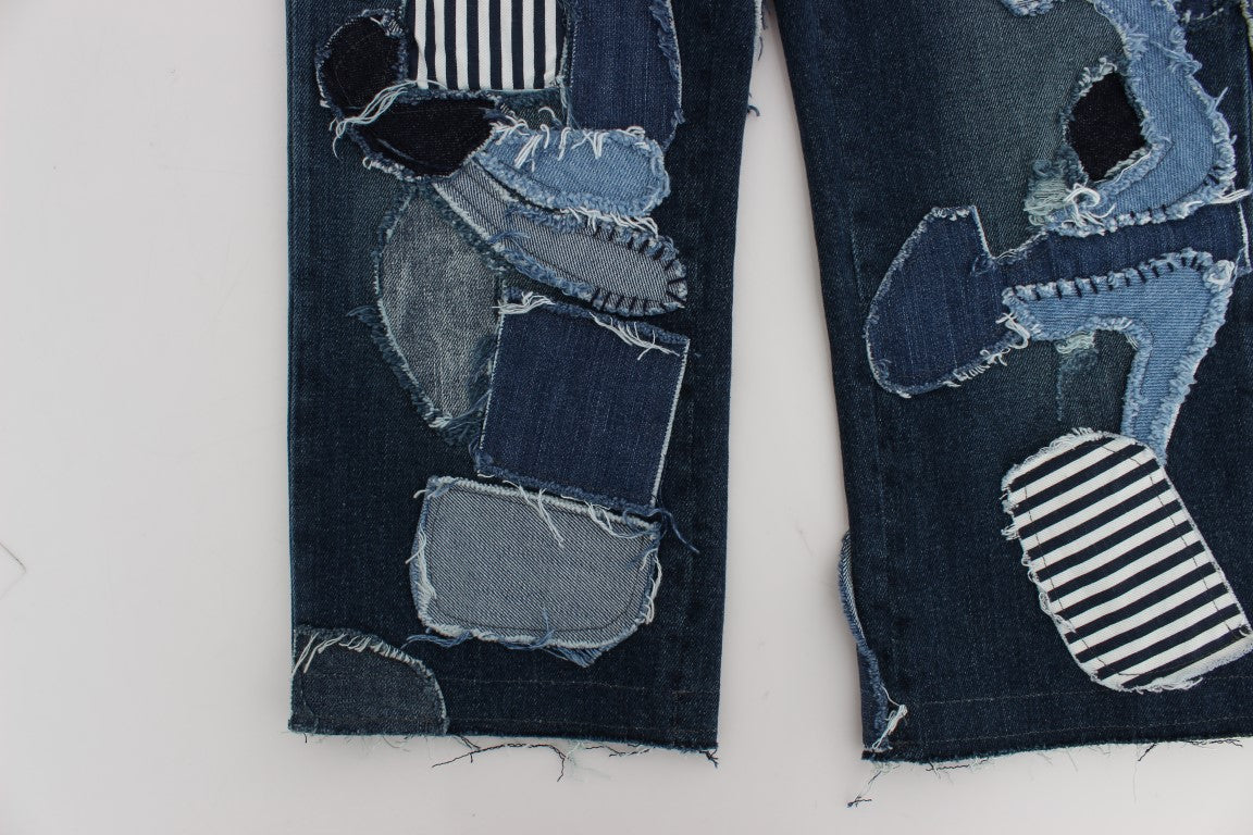 Dolce &amp; Gabbana Schicke blaue Patchwork-Jeansshorts
