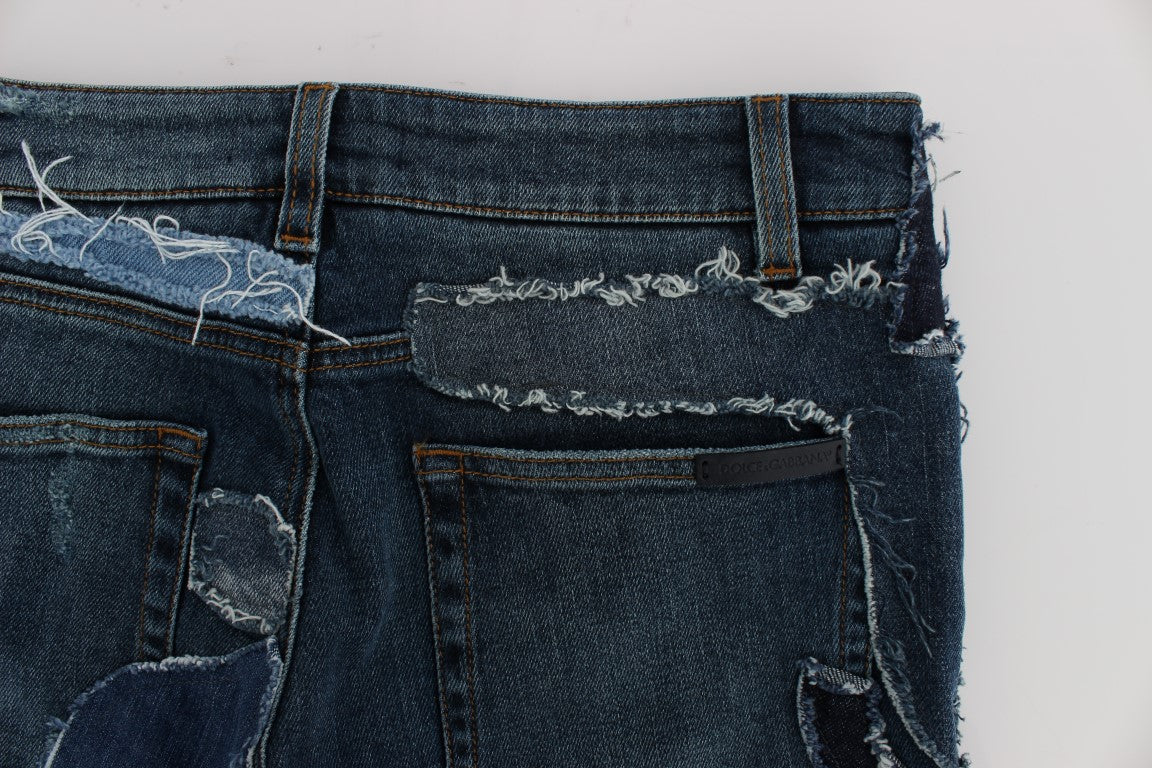 Dolce &amp; Gabbana Schicke blaue Patchwork-Jeansshorts