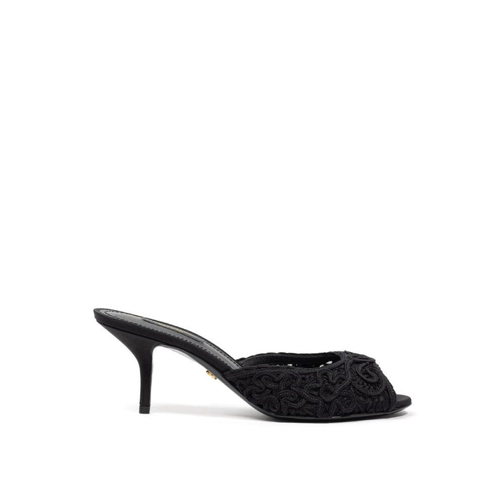 Dolce &amp; Gabbana Schwarze Baumwollsandale