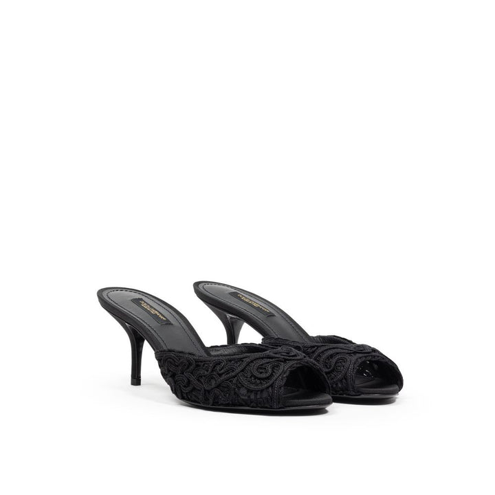 Dolce &amp; Gabbana Schwarze Baumwollsandale