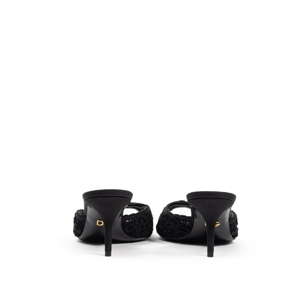 Dolce &amp; Gabbana Schwarze Baumwollsandale