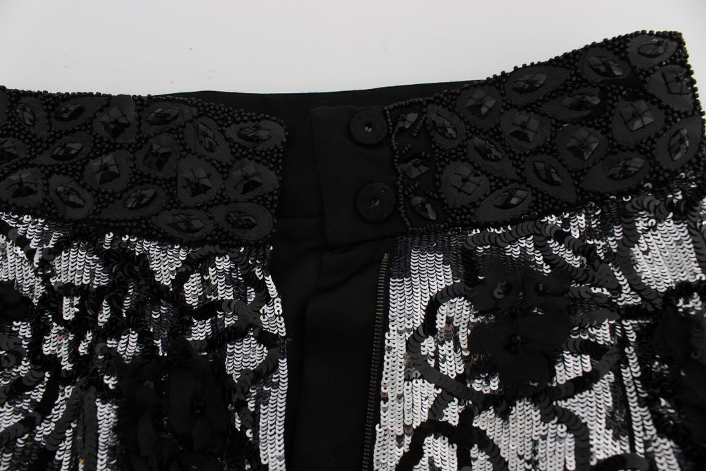Dolce &amp; Gabbana – Designer-Minishorts mit hoher Taille und Pailletten