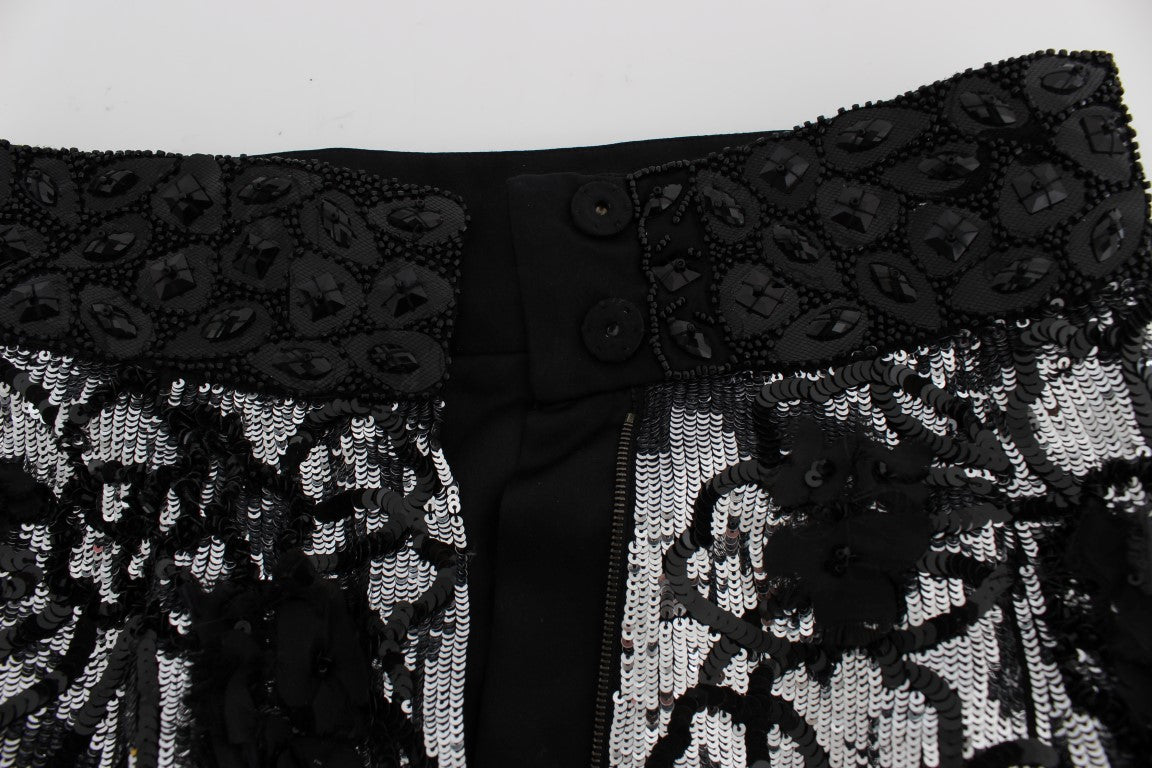 Dolce &amp; Gabbana – Designer-Minishorts mit hoher Taille und Pailletten