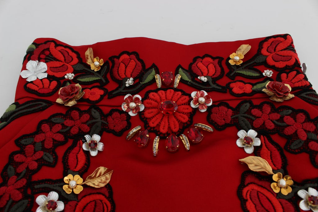Dolce &amp; Gabbana – Elegante Shorts aus Seide mit hoher Taille und Stickerei