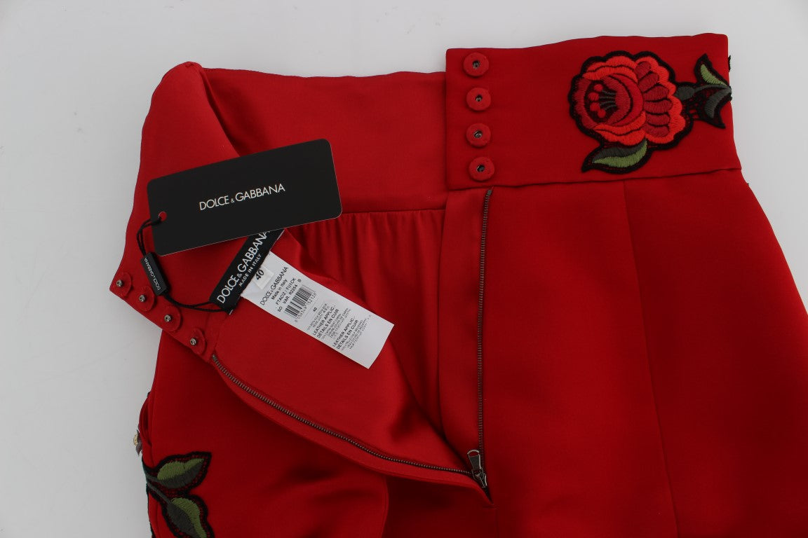Dolce &amp; Gabbana – Elegante Shorts aus Seide mit hoher Taille und Stickerei