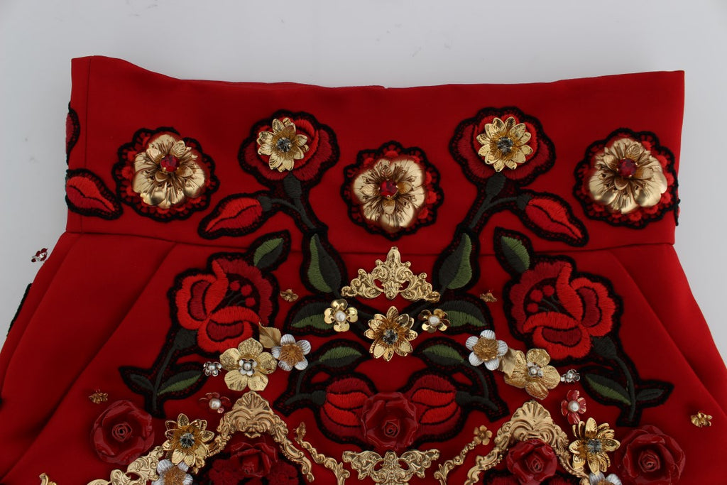Dolce &amp; Gabbana – Verzauberte Mini-Shorts mit sizilianischer Rose-Stickerei