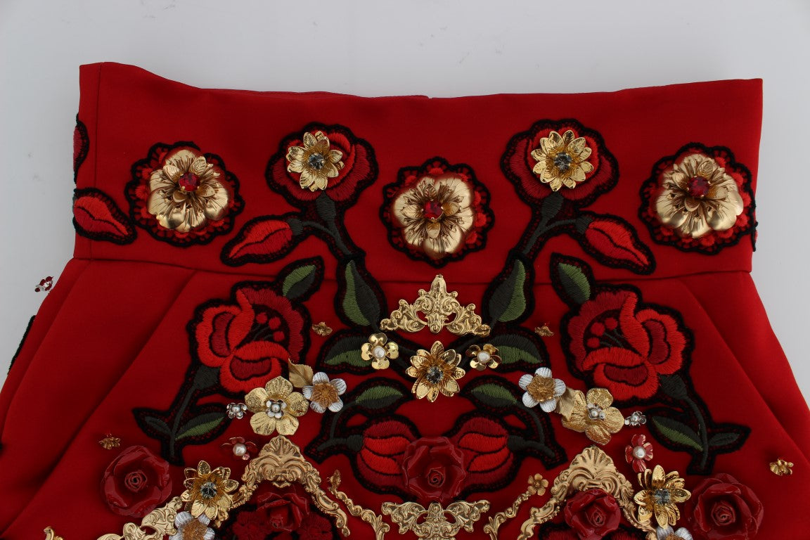 Dolce &amp; Gabbana – Verzauberte Mini-Shorts mit sizilianischer Rose-Stickerei