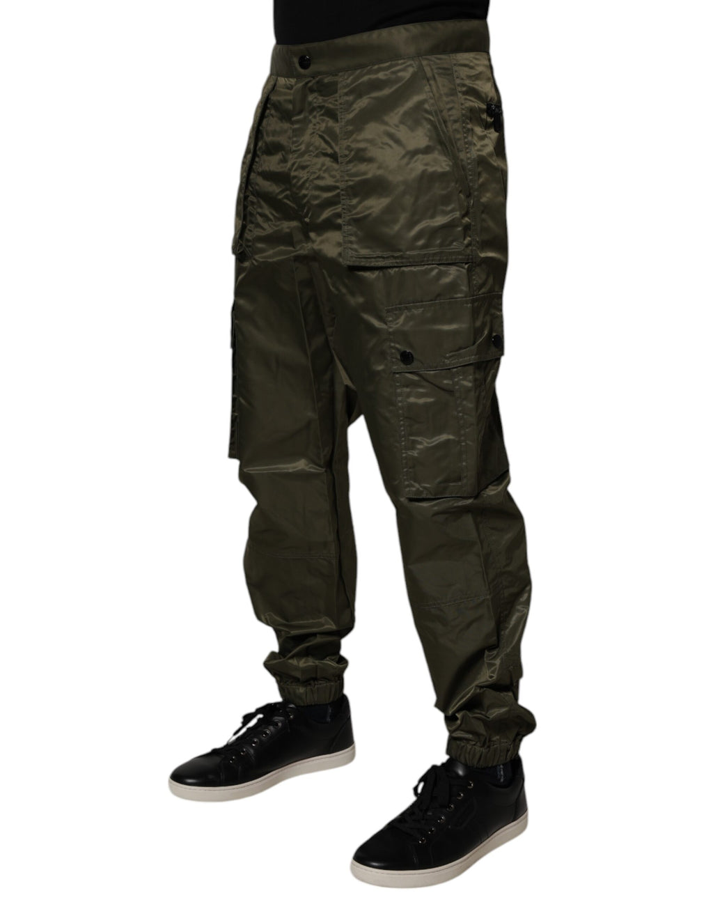 Dolce &amp; Gabbana Dunkelgrüne Cargohose aus Nylon