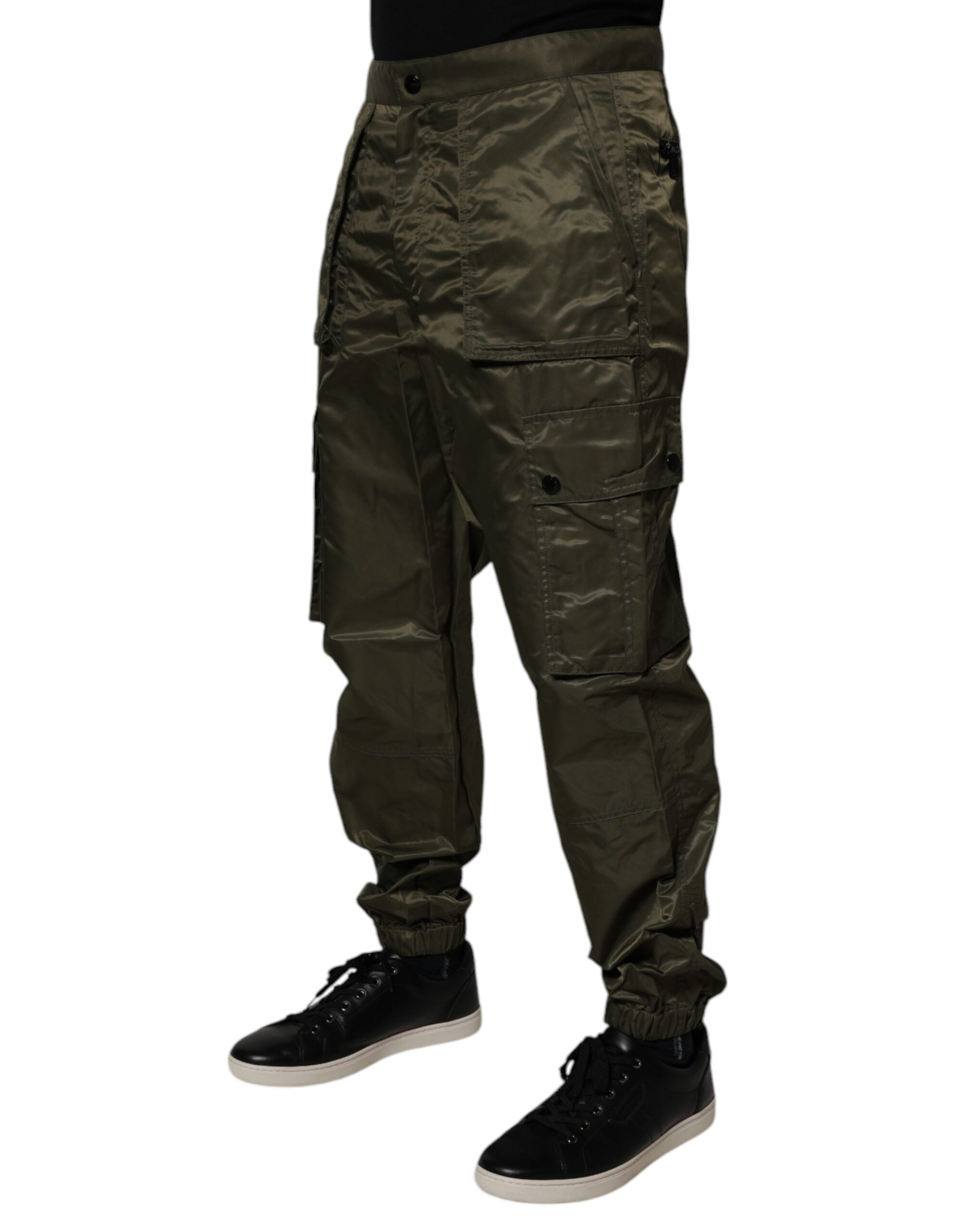 Dolce &amp; Gabbana Dunkelgrüne Cargohose aus Nylon