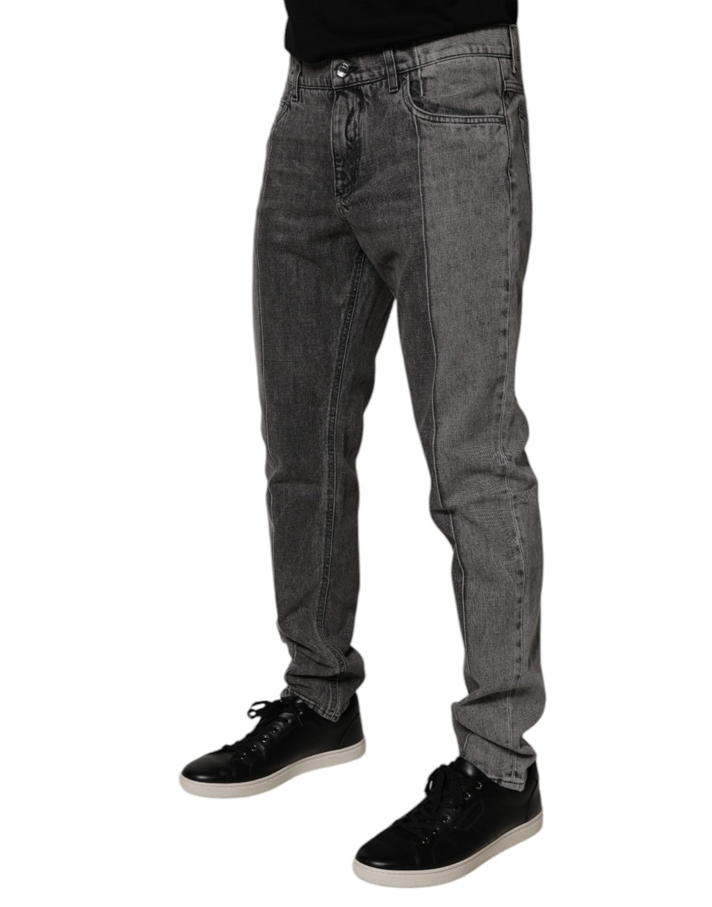 Dolce & Gabbana Two Tone Gray Cotton Denim Jeans