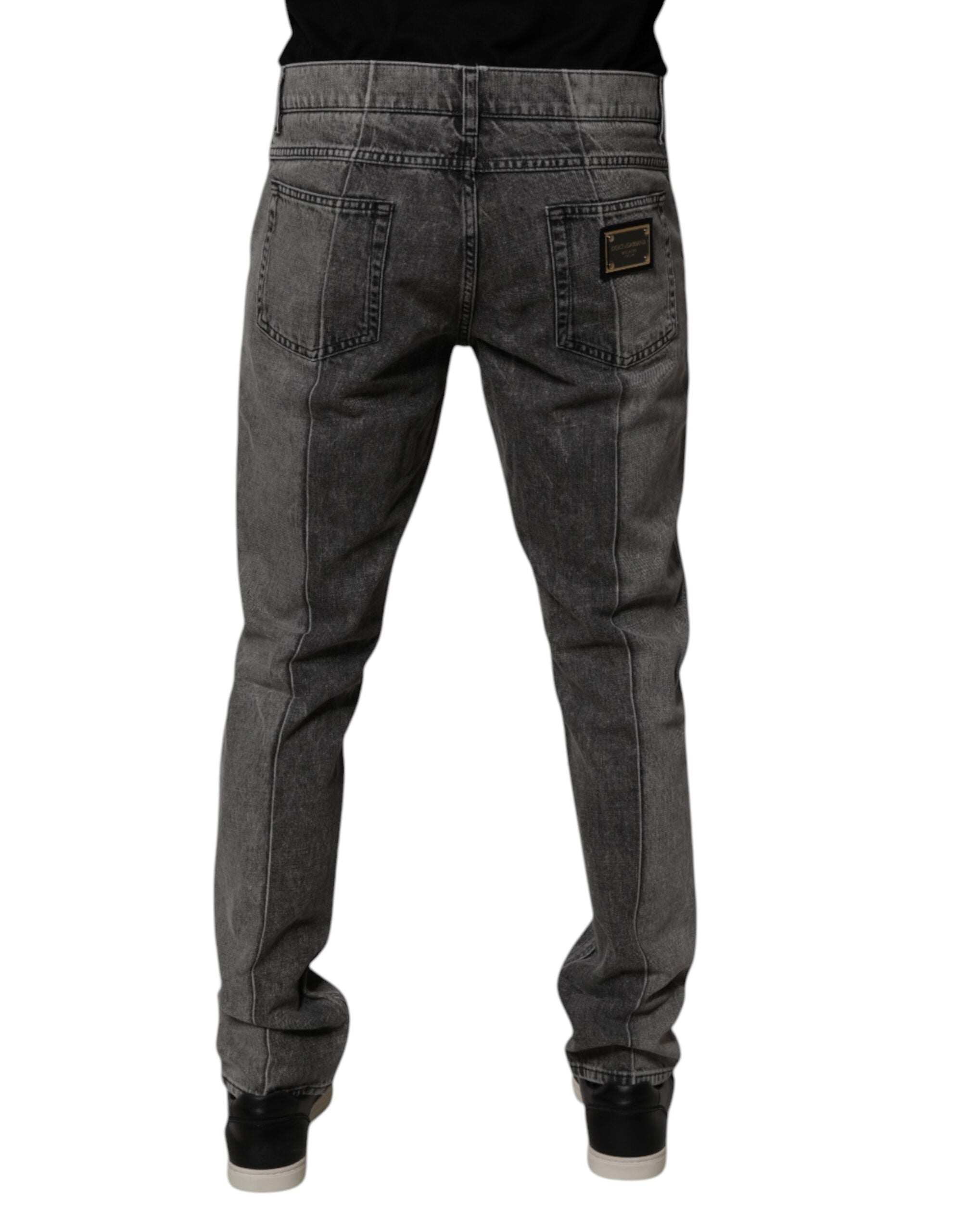 Dolce & Gabbana Two Tone Gray Cotton Denim Jeans