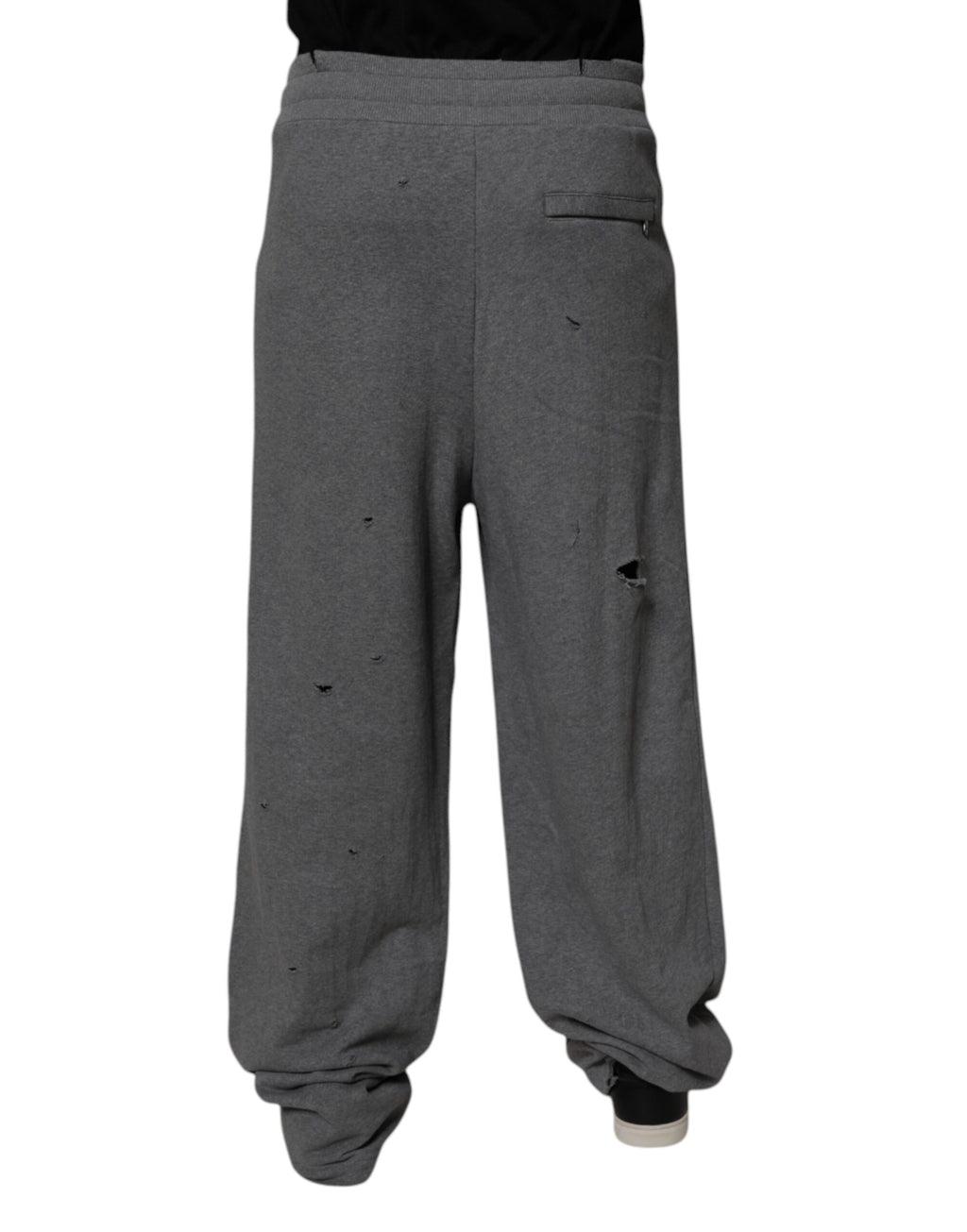 Dolce &amp; Gabbana Graue, gerade Jogginghose aus Baumwolle im RipStyle