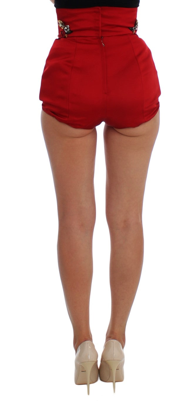 Dolce &amp; Gabbana Enchanted Sicily Seidenshorts mit Kristallverzierung