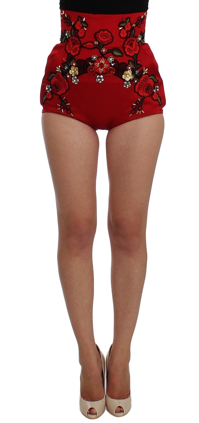 Dolce &amp; Gabbana Enchanted Sicily Seidenshorts mit Kristallverzierung