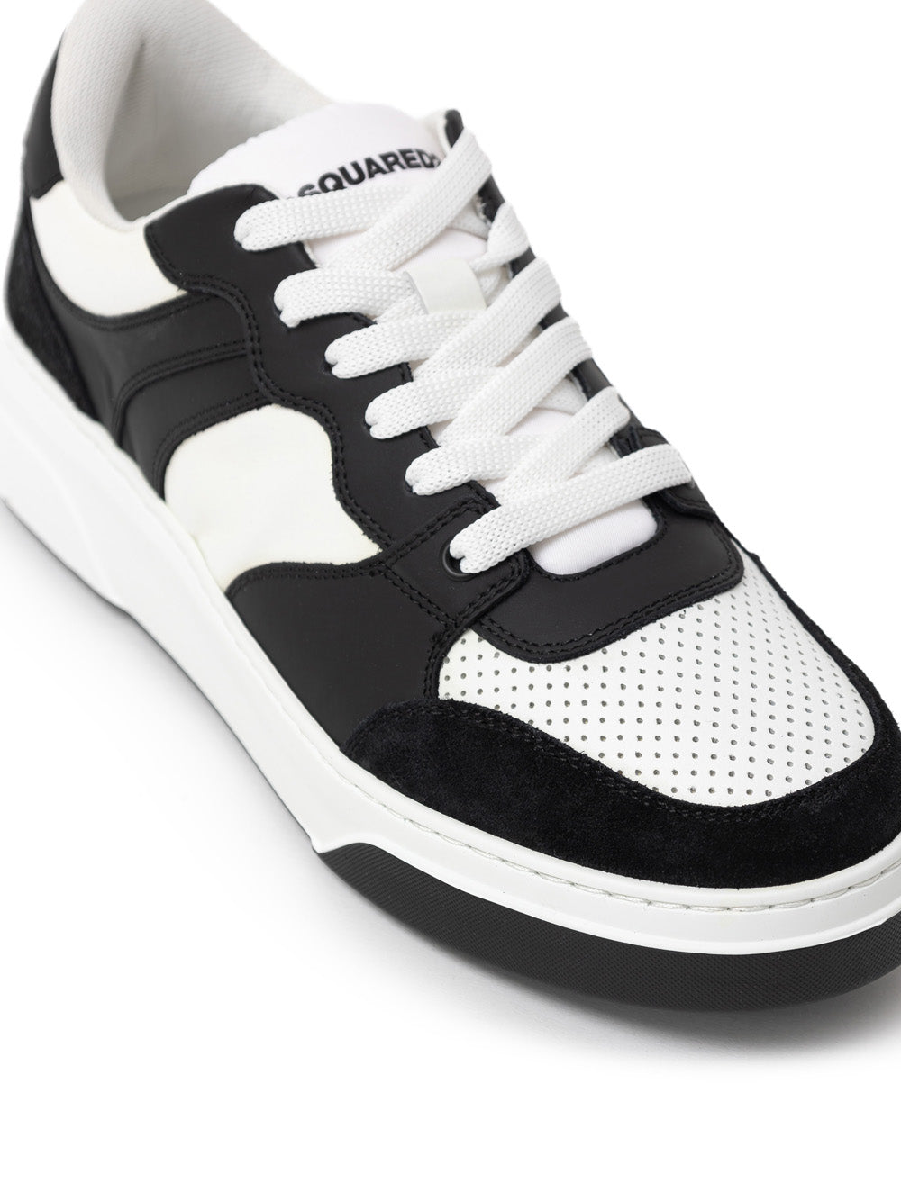 Dsquared2 Bumper Leather Sneakers in Black and White with Camo Detail – Siebentaschen