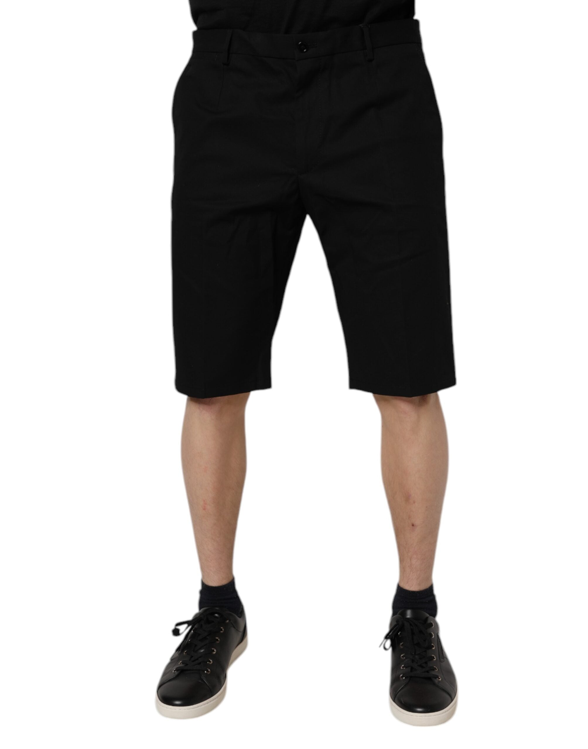 Dolce &amp; Gabbana – Schwarze Bermudashorts aus Stretch-Baumwolle mit mittlerer Taille