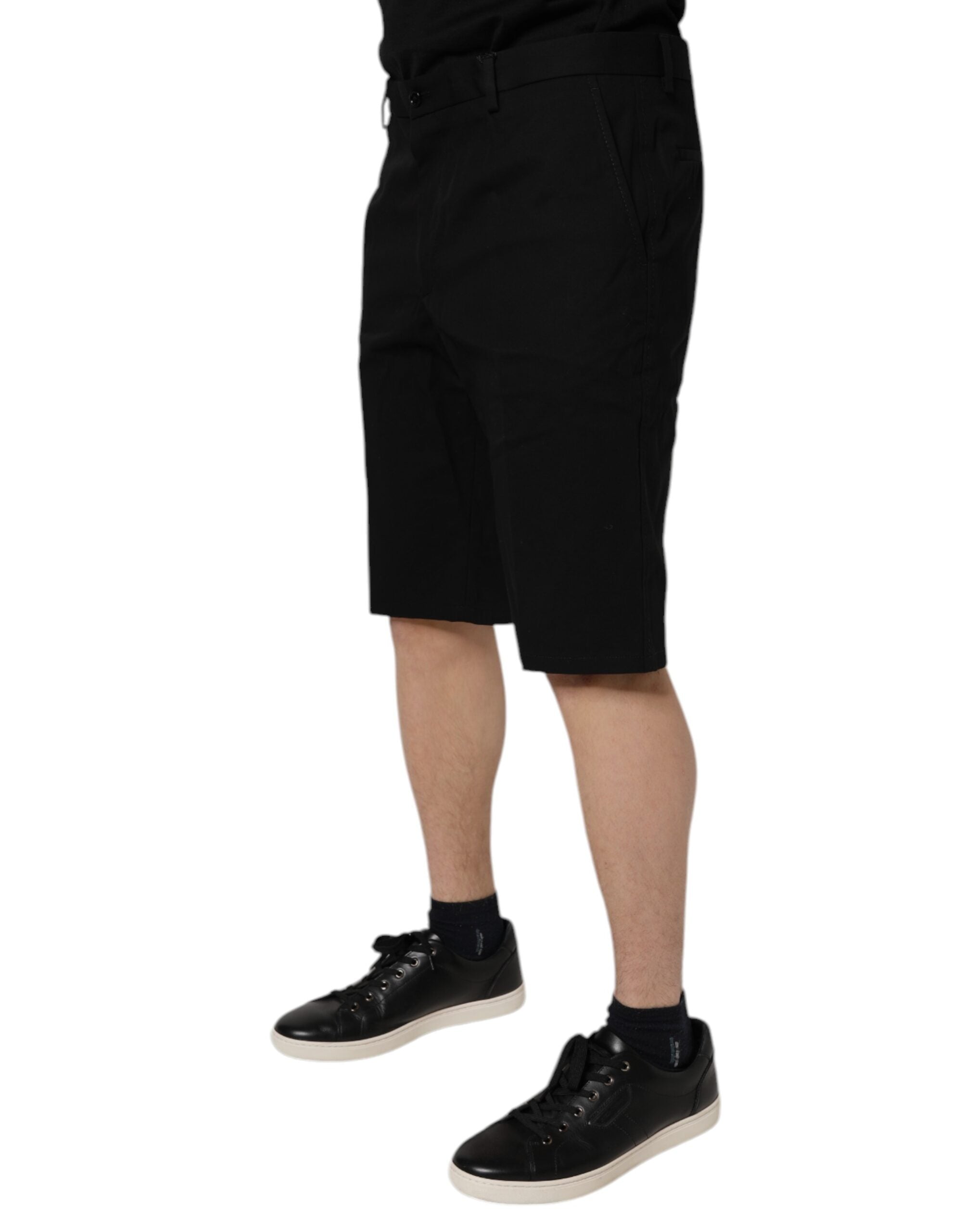 Dolce &amp; Gabbana – Schwarze Bermudashorts aus Stretch-Baumwolle mit mittlerer Taille