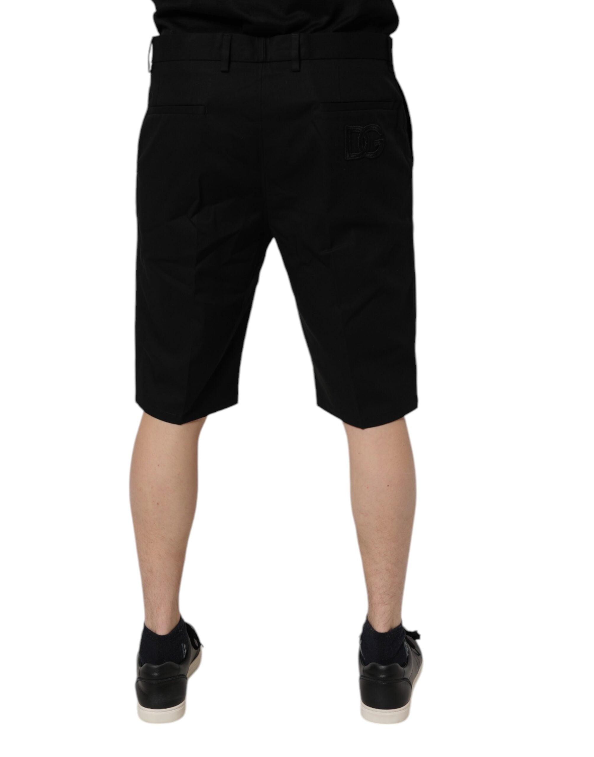 Dolce &amp; Gabbana – Schwarze Bermudashorts aus Stretch-Baumwolle mit mittlerer Taille