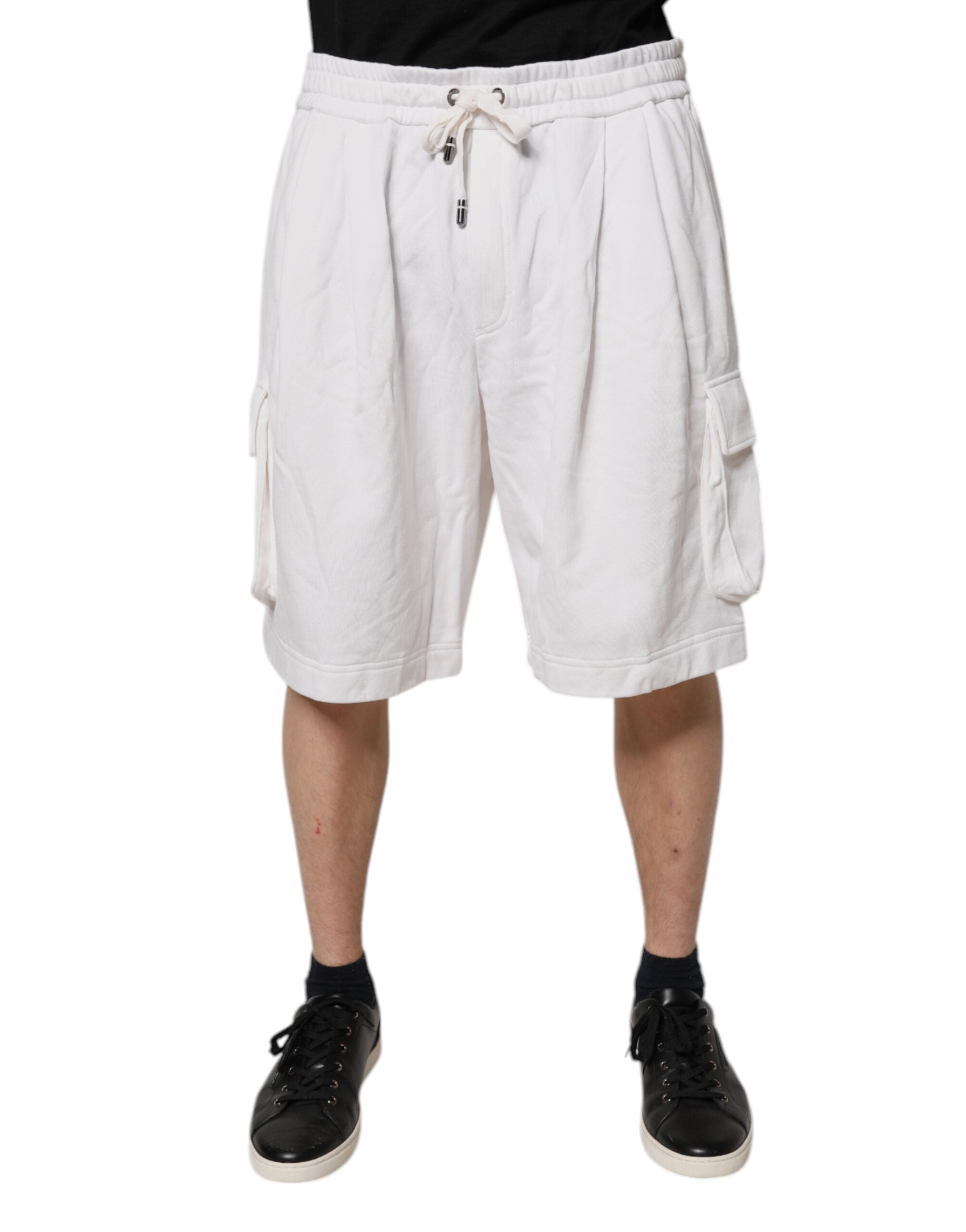 Dolce &amp; Gabbana – Weiße Cargo-Bermuda-Sweatshorts aus Baumwolle