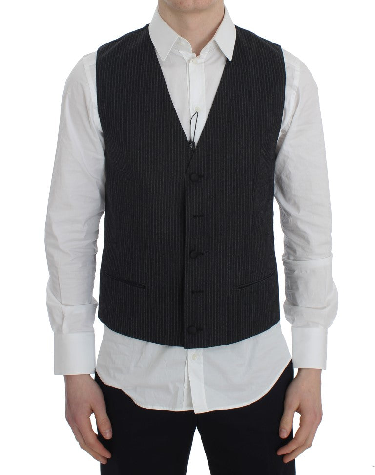 Dolce &amp; Gabbana Elegante grau gestreifte Wollweste