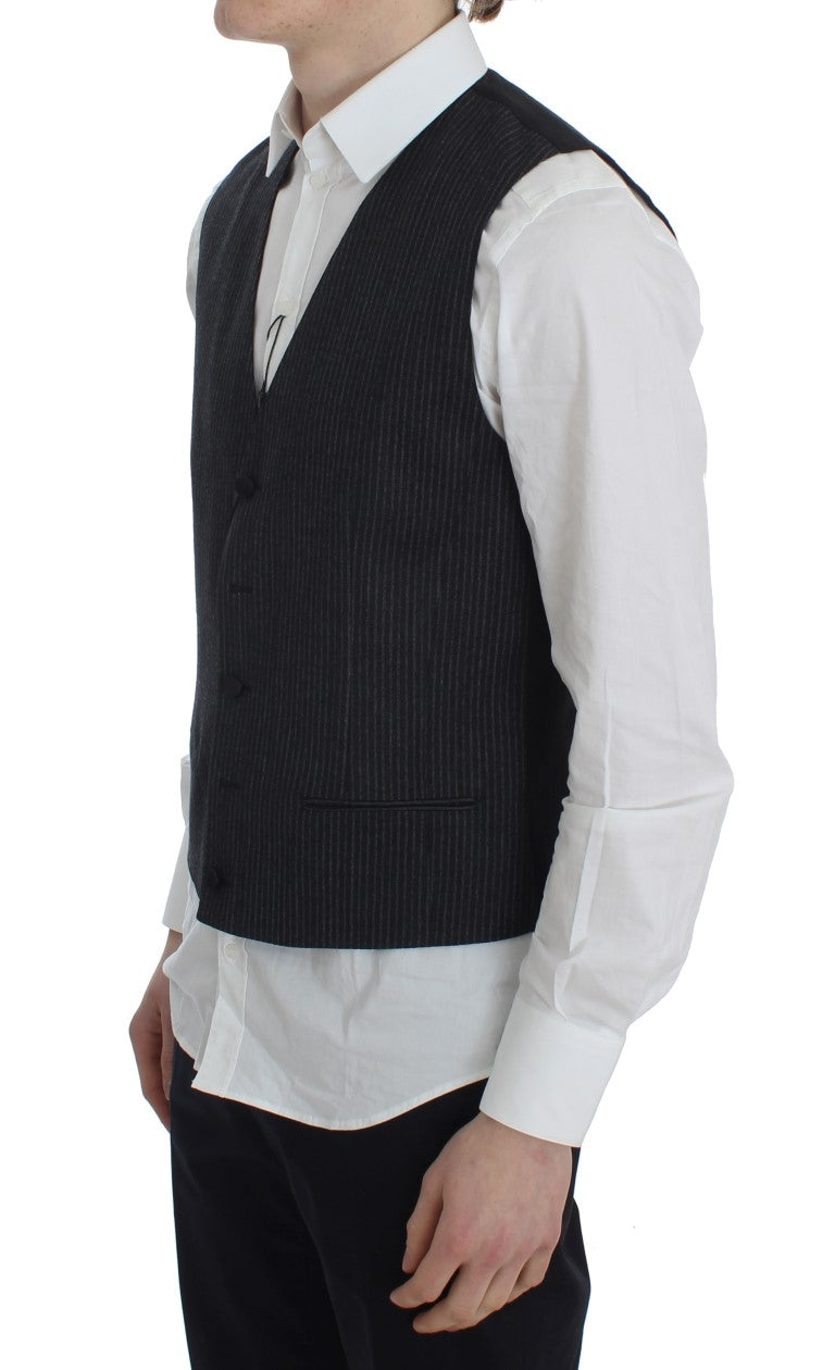 Dolce &amp; Gabbana Elegante grau gestreifte Wollweste