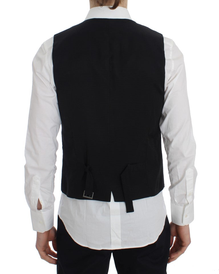 Dolce &amp; Gabbana Elegante grau gestreifte Wollweste