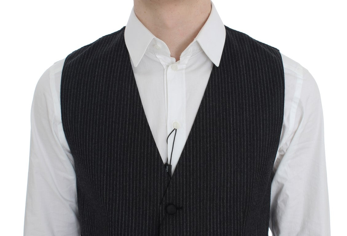 Dolce &amp; Gabbana Elegante grau gestreifte Wollweste