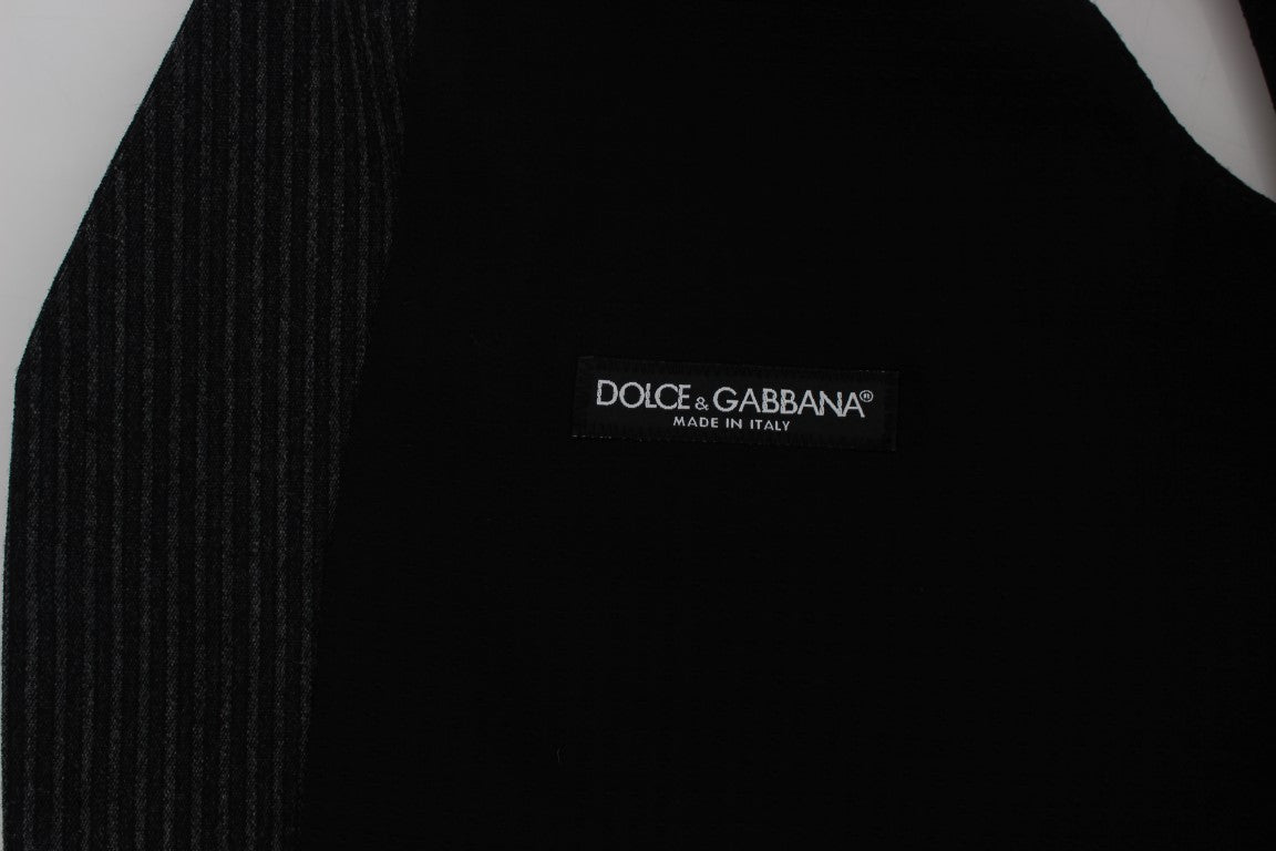 Dolce &amp; Gabbana Elegante grau gestreifte Wollweste