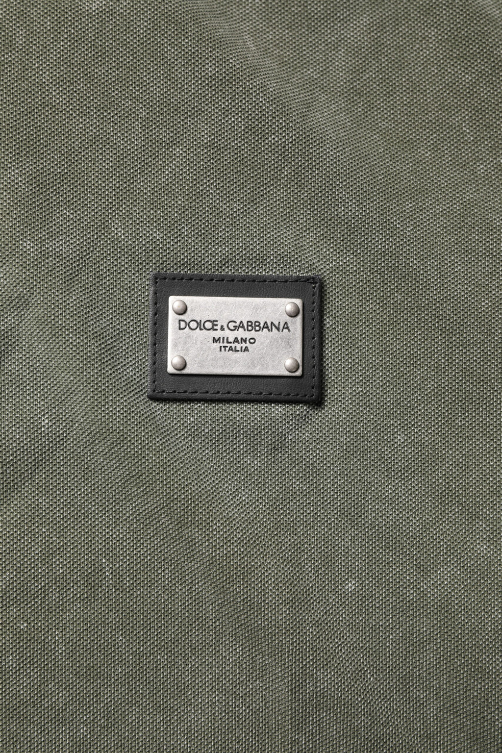 Dolce &amp; Gabbana – Poloshirt aus Baumwolle mit Logo-Schild in Armeegrün