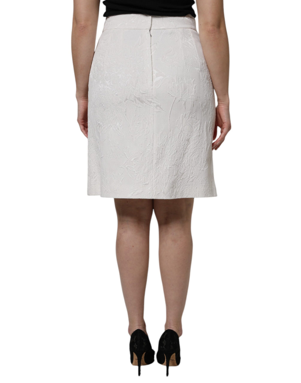 Dolce &amp; Gabbana – Weißer, knielanger Bleistiftrock mit hoher Taille