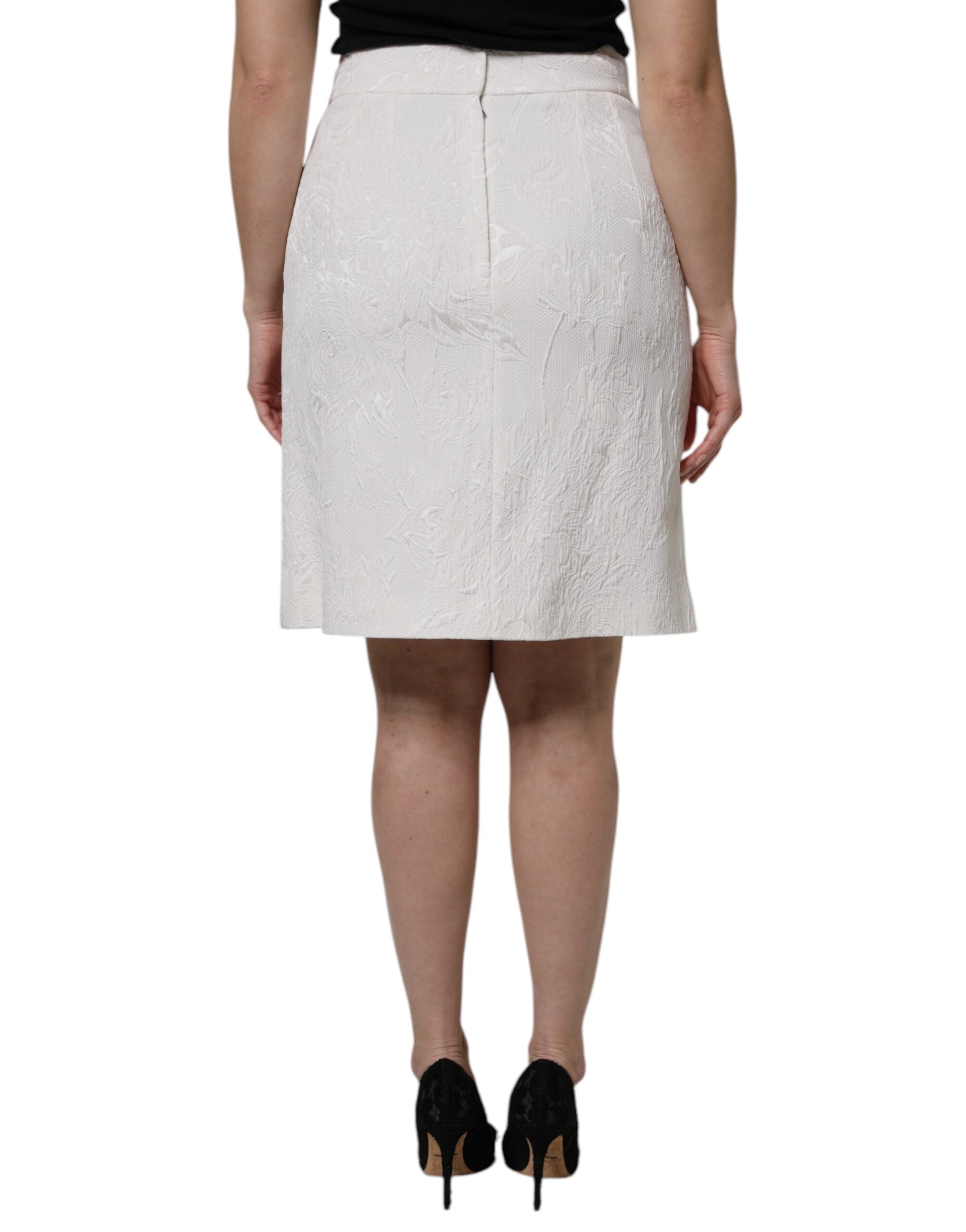 Dolce &amp; Gabbana – Weißer, knielanger Bleistiftrock mit hoher Taille