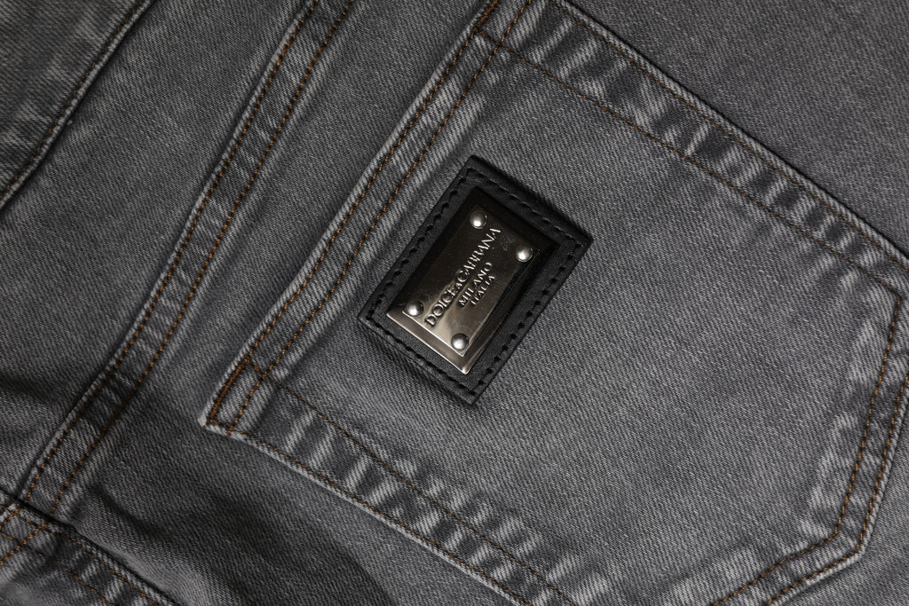 Dolce &amp; Gabbana – Grauer Minirock aus Stretch-Baumwolle mit mittlerer Taille
