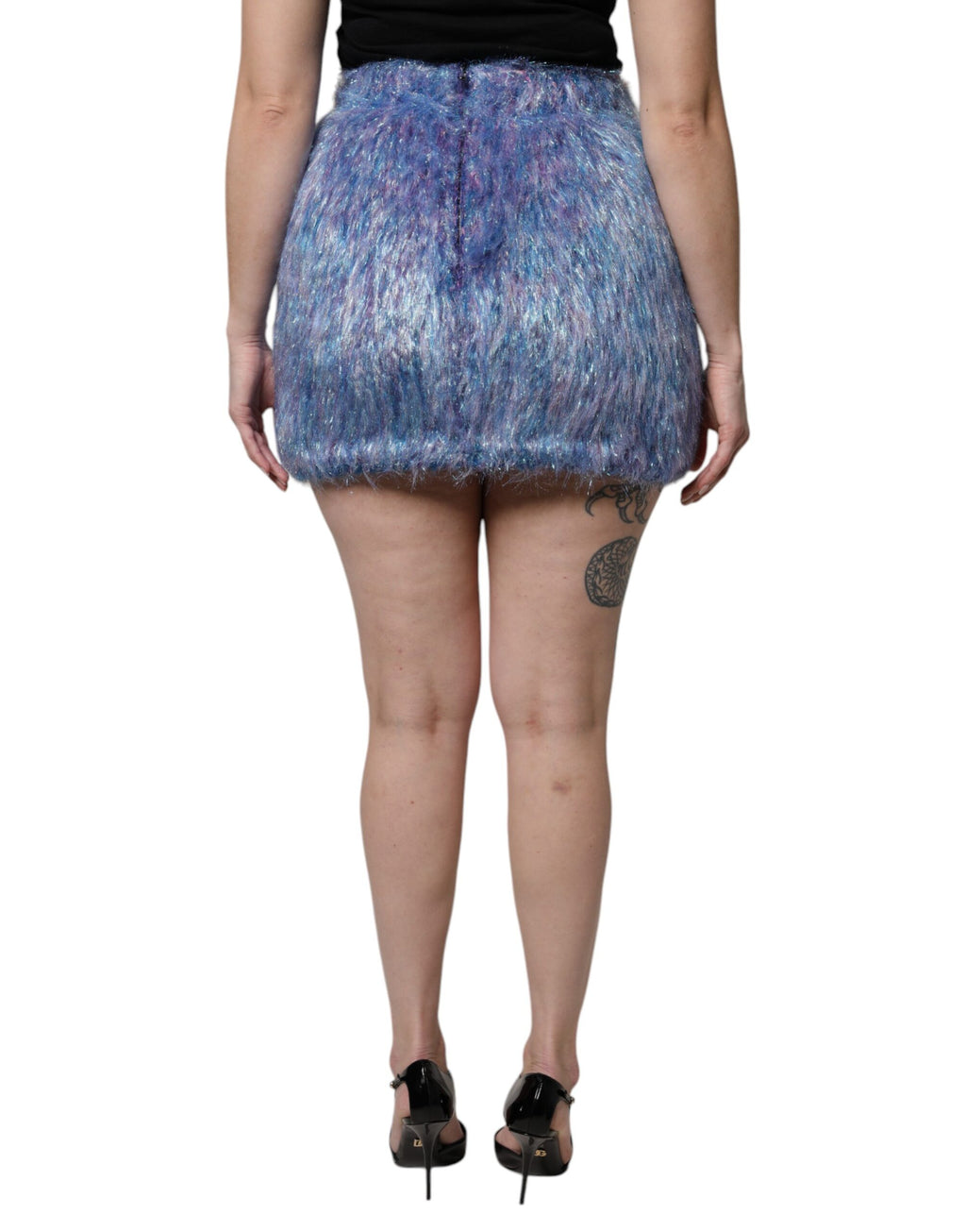 Dolce &amp; Gabbana Mehrfarbiger Minirock mit hoher Taille aus Plüsch