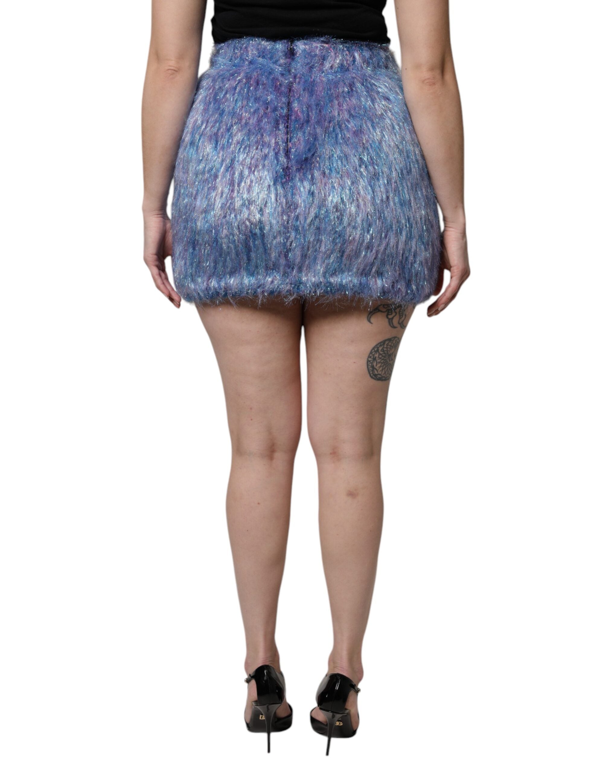 Dolce &amp; Gabbana Mehrfarbiger Minirock mit hoher Taille aus Plüsch