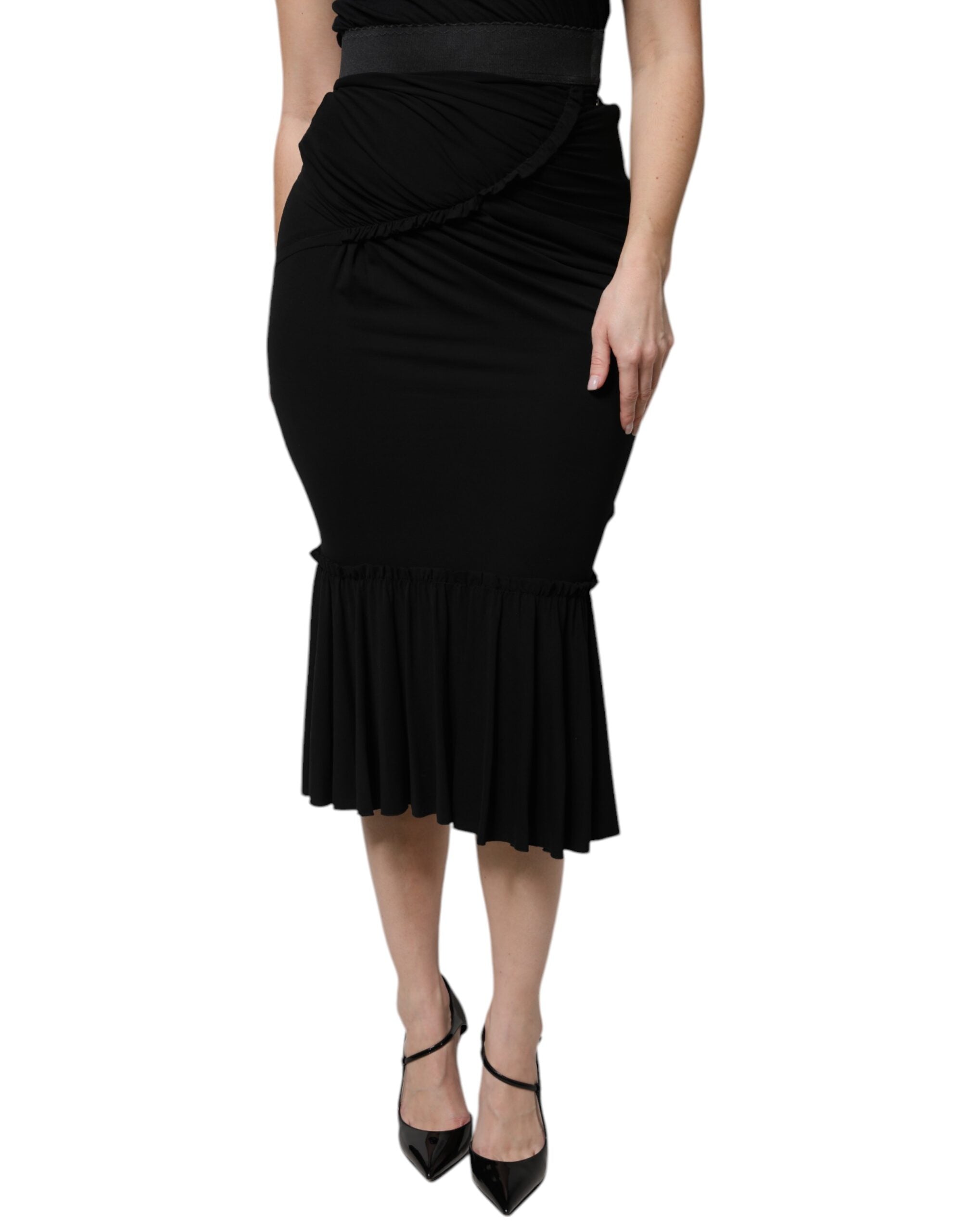 Dolce &amp; Gabbana – Schwarzer Midirock mit hoher Taille im Meerjungfrauenschnitt