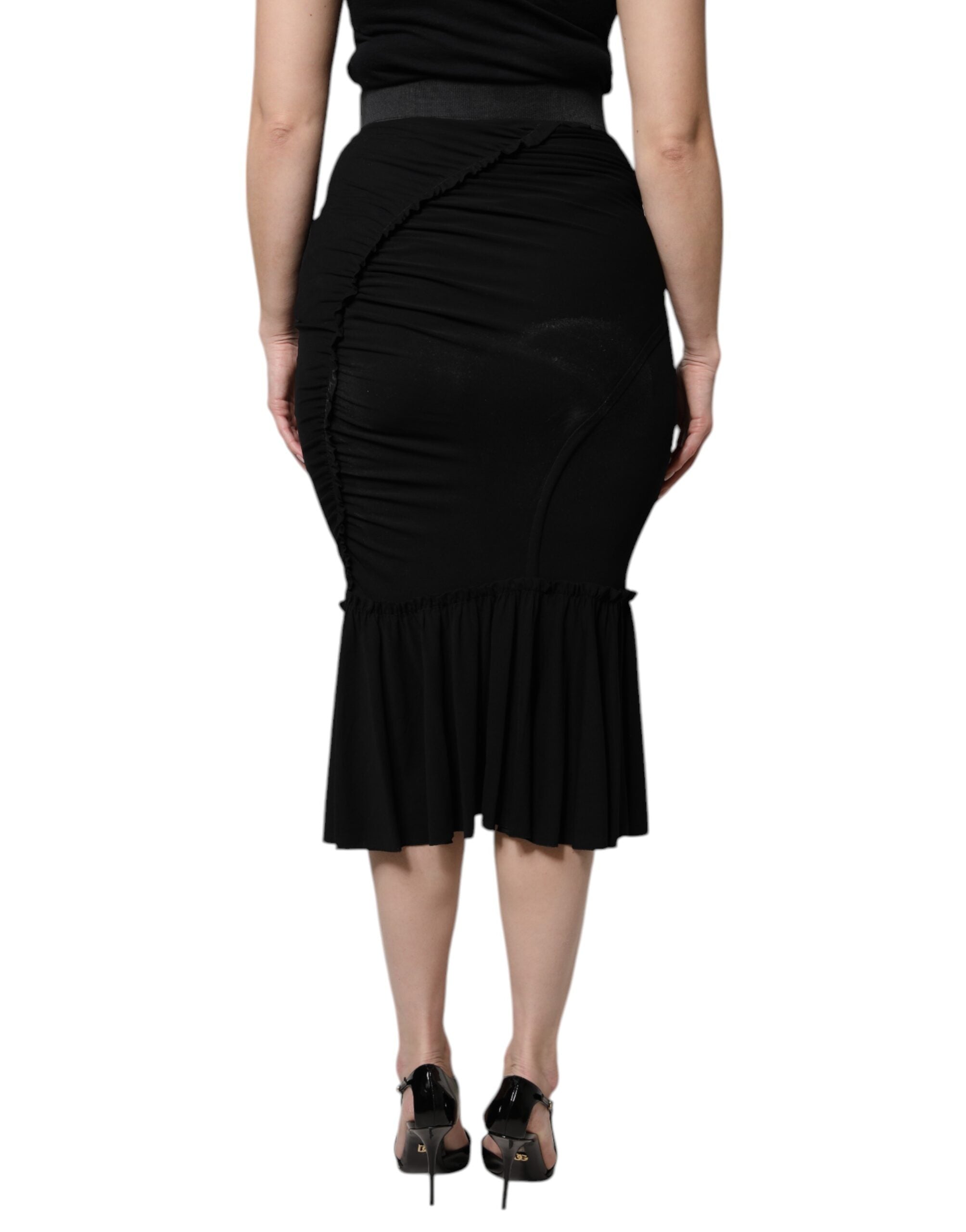 Dolce &amp; Gabbana – Schwarzer Midirock mit hoher Taille im Meerjungfrauenschnitt