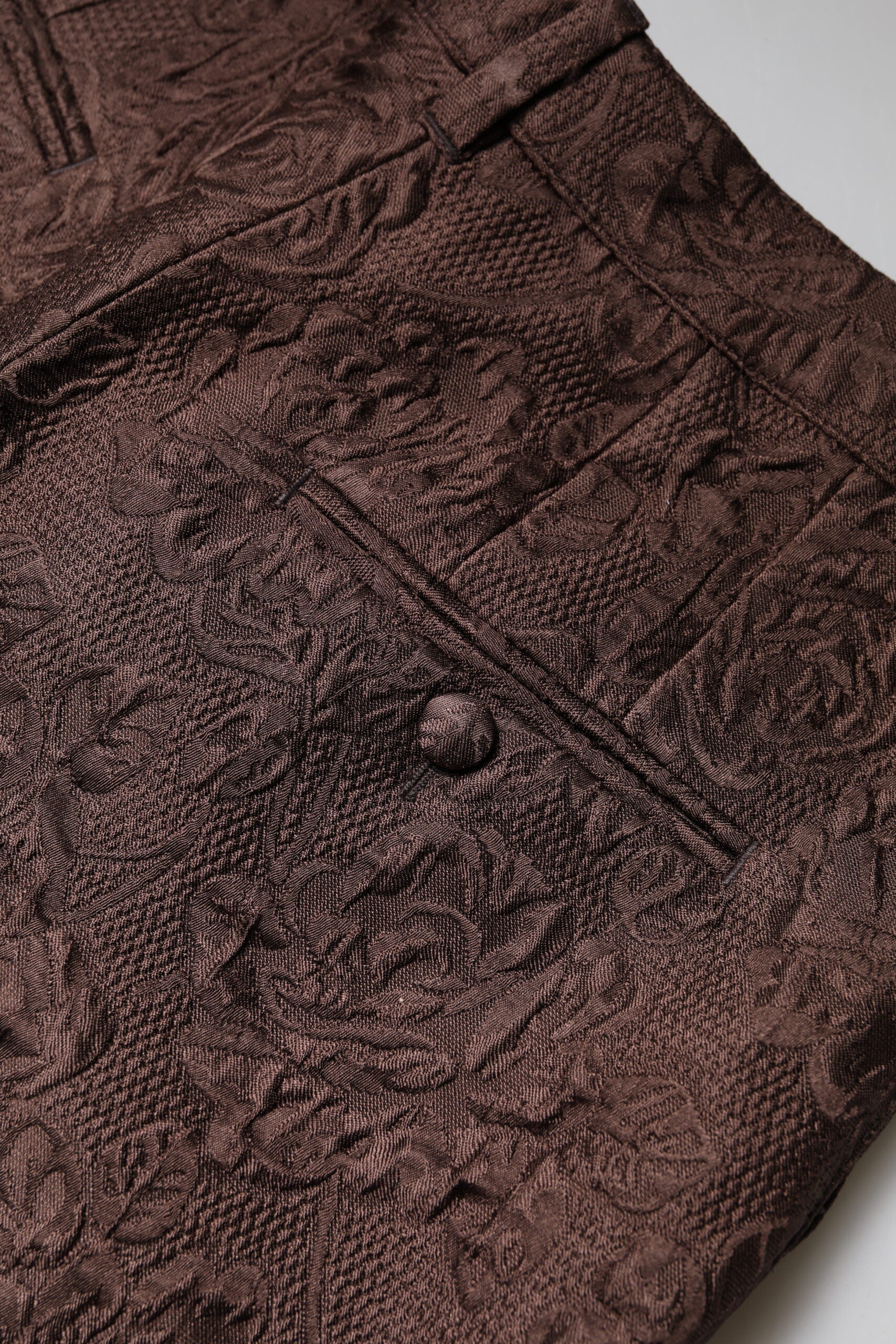 Dolce &amp; Gabbana – Braune Minishorts aus geblümtem Brokat mit mittlerer Taille