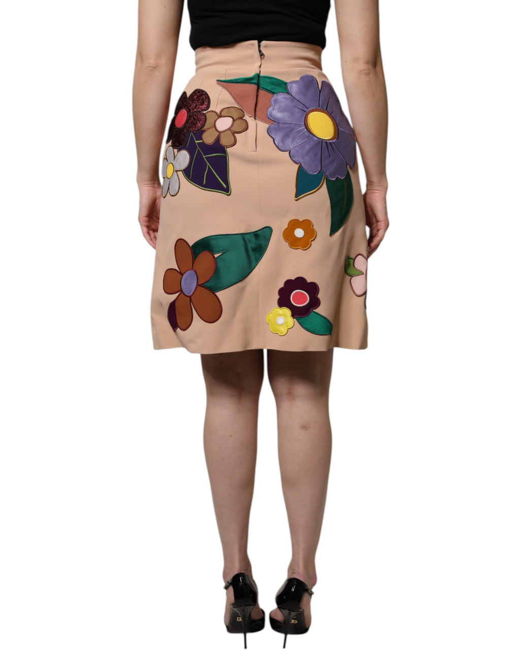 Dolce &amp; Gabbana Beige geblümter Bleistiftrock mit hoher Taille