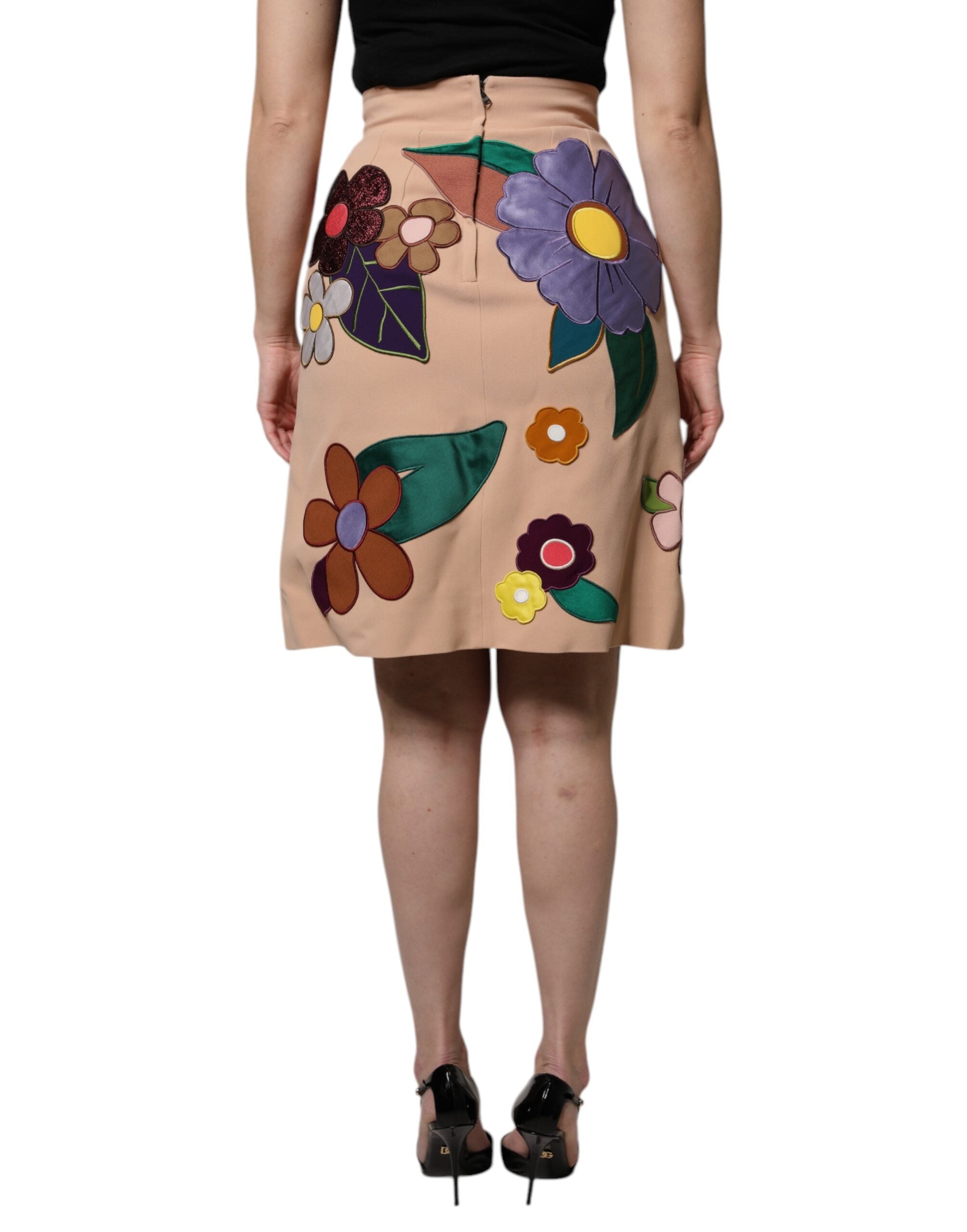Dolce &amp; Gabbana Beige geblümter Bleistiftrock mit hoher Taille